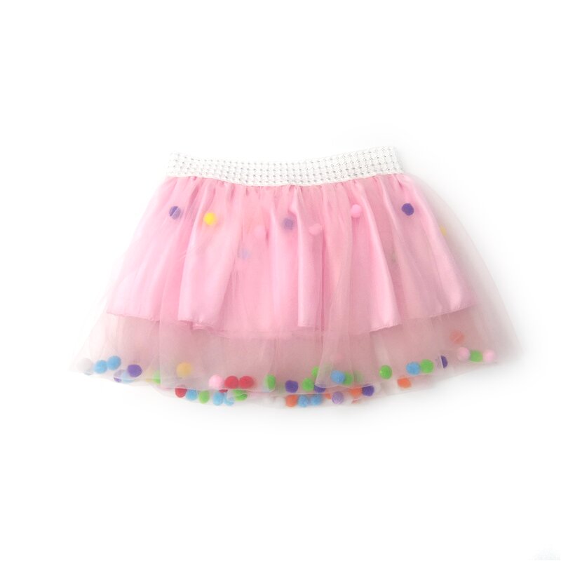 ML-CD00004-Pink tutu skirt with pompom